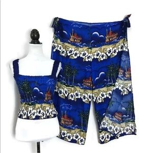 2PC Set Top/Pants Cruise Resort Hawaiian Outfit